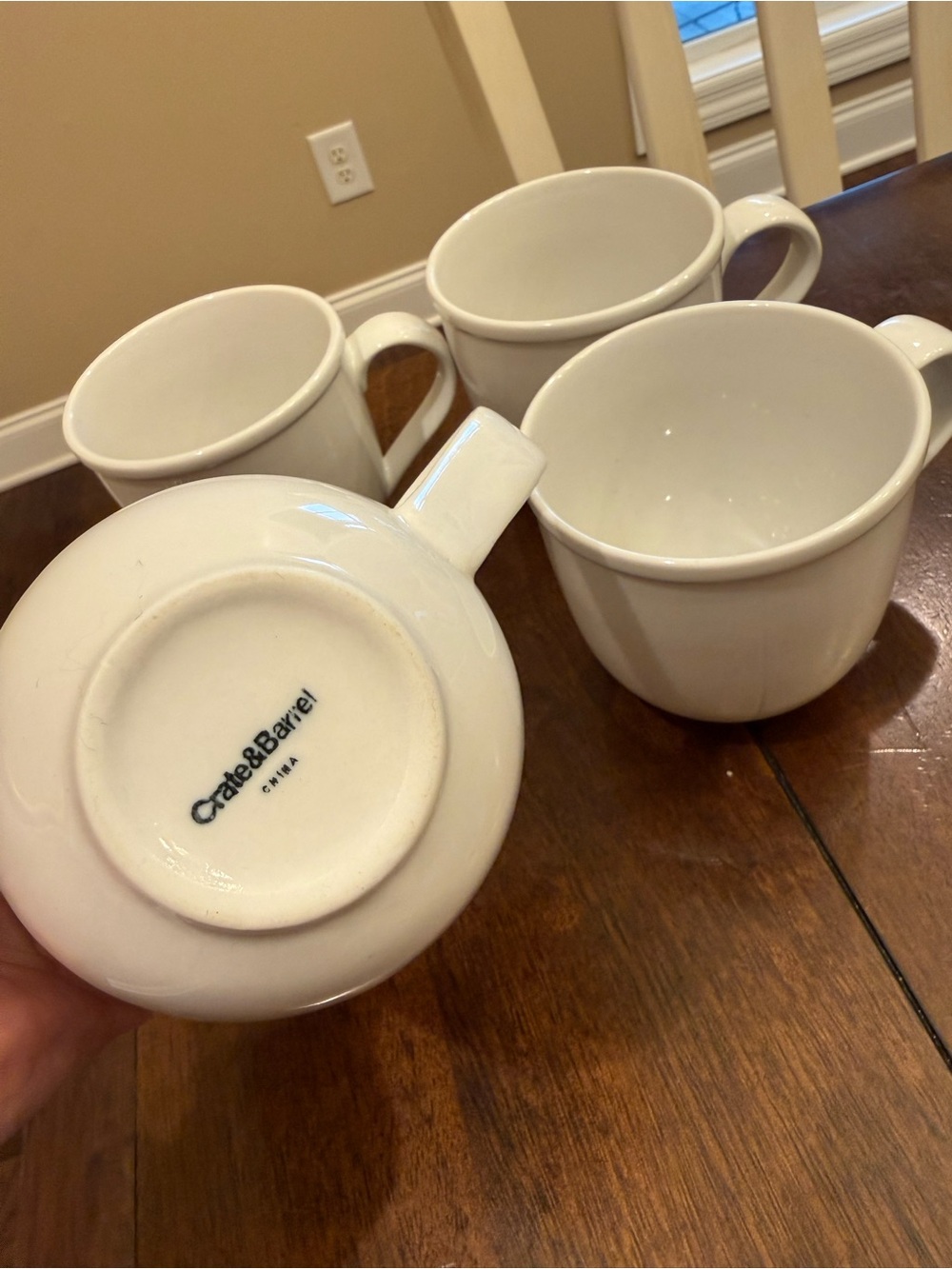 Crate&Barrel White Ceramic Mugs - Set of 4